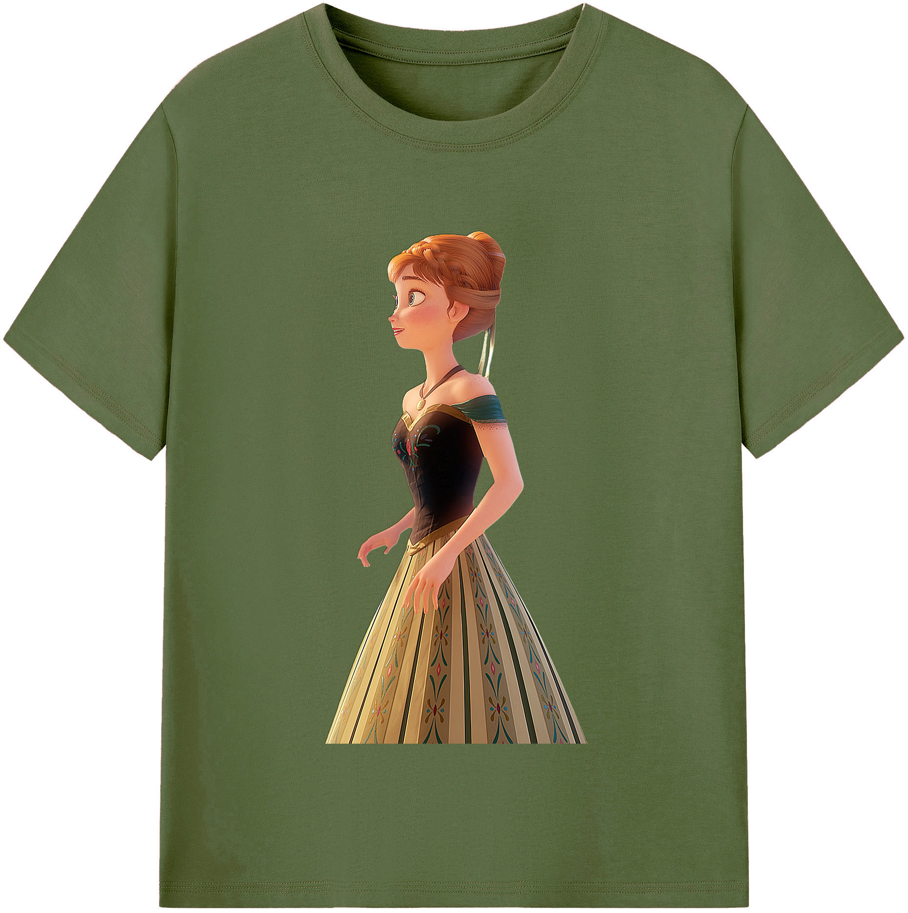 （画像用） アナと雪の女王 アンナ エルサ Frozen Anna Elsa 綿100％半袖Tシャツ（フロントプリント）